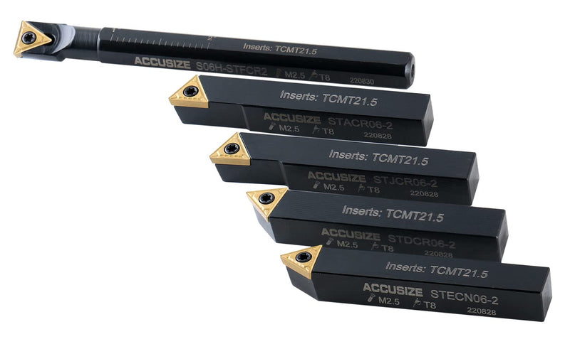 [Australia - AusPower] - Accusize Industrial Tools 3/8" 5ps/set Indexable Turning Tool Set (4Ps turning + 1 PC boring), 2386-0038 3/8 in. 