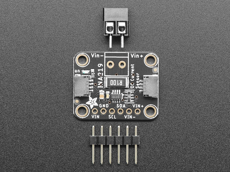 Adafruit Industries INA219 high side DC current sensor breakout module with Stemma QT connector and 26V, 3.2A max capability.
