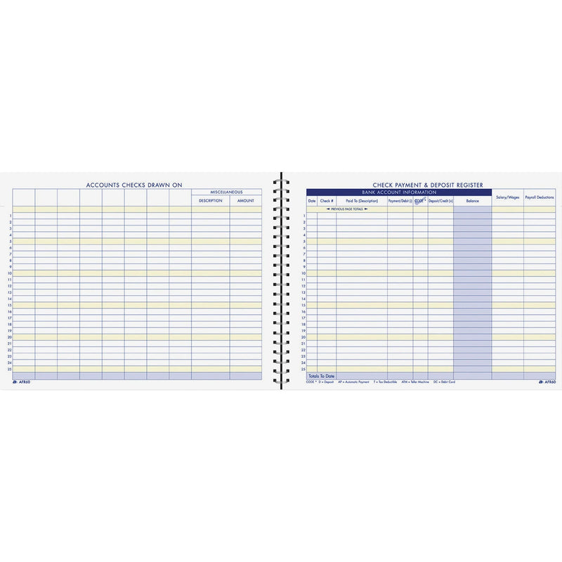 [Australia - AusPower] - Adams Check Payment and Deposit Register, 8-1/2" x 11", 44 Pages (AFR60), White 8-1/2 x 11 