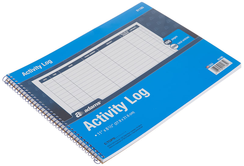 [Australia - AusPower] - Adams Activity Log Book, Spiral Bound, 8.5 x 11 Inches, 100 Pages, White (S1185ABF) 