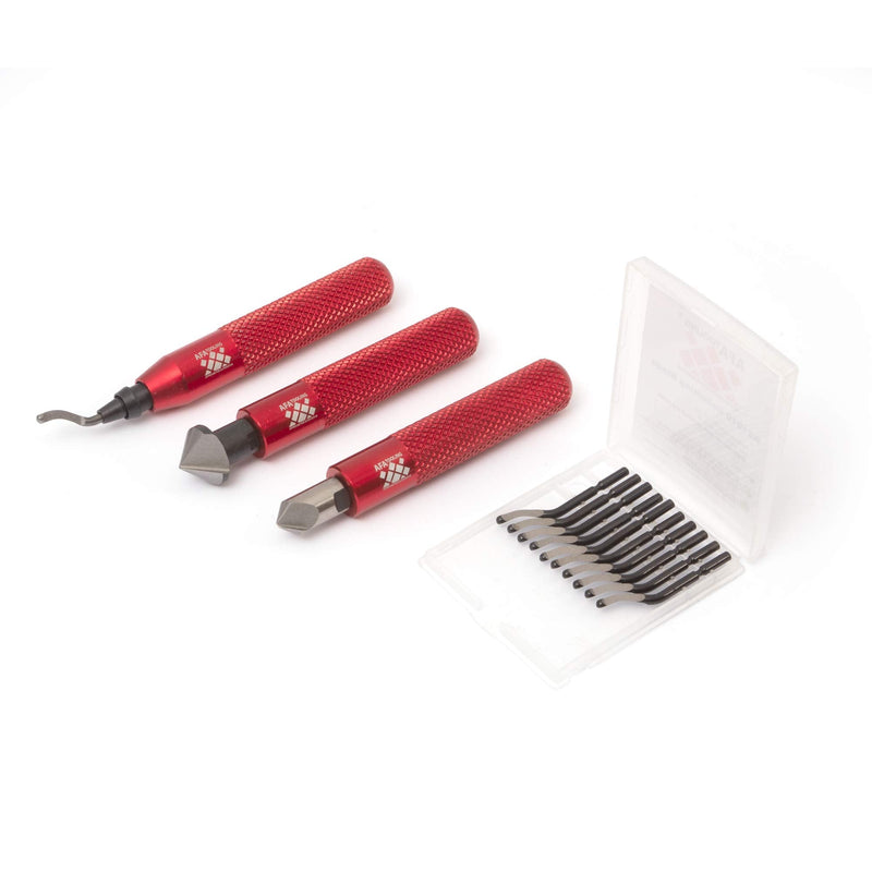[Australia - AusPower] - AFA Tooling Deburring Tool with 10 High-Speed Steel Rotary Burr Removal Blades and 2 Countersink Hand Reamers Deburring Tool + 2 Reamers + 10 Blades 