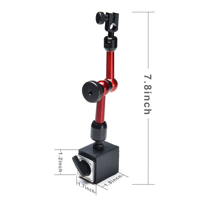 [Australia - AusPower] - AGPtek 3-Joint Red Adjustable Magnetic Base Holder for Digital Dial Indicator 
