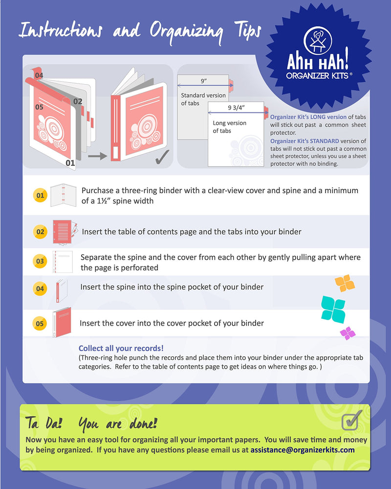 [Australia - AusPower] - Ahh Hah! Organizer Kit - Personal Finance: Index Tabs for Three-ring Binder with Cover (does NOT include a binder) 