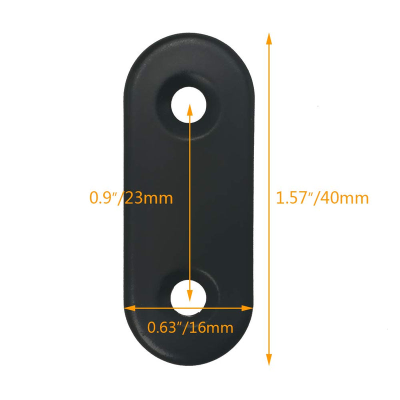 [Australia - AusPower] - Alamic Straight Brace Stainless Steel Black Straight Flat Brace 16 x 40 mm Straight Corner Braces Straight Brackets with Screws - 12 Pack Straight Brace_16x40mm 