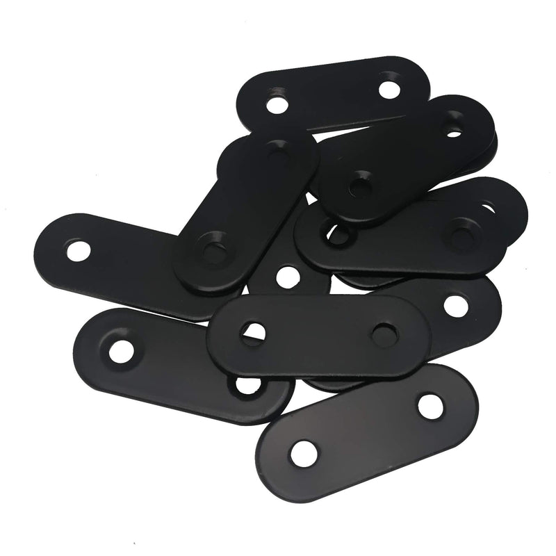 [Australia - AusPower] - Alamic Straight Brace Stainless Steel Black Straight Flat Brace 16 x 40 mm Straight Corner Braces Straight Brackets with Screws - 12 Pack Straight Brace_16x40mm 