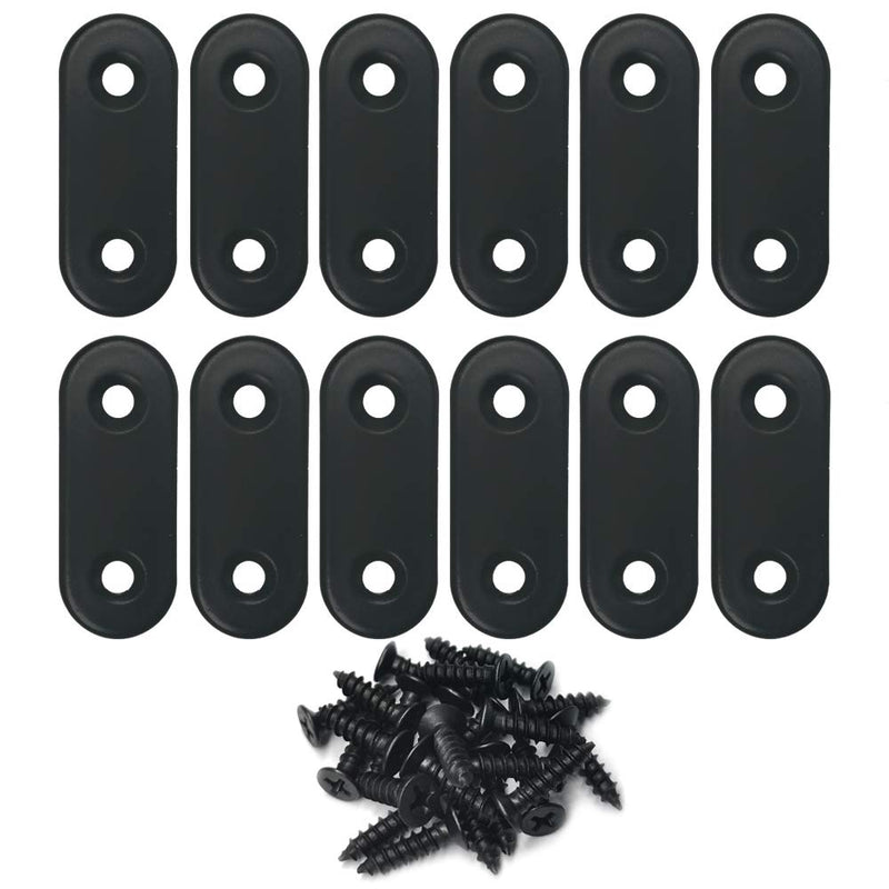 [Australia - AusPower] - Alamic Straight Brace Stainless Steel Black Straight Flat Brace 16 x 40 mm Straight Corner Braces Straight Brackets with Screws - 12 Pack Straight Brace_16x40mm 