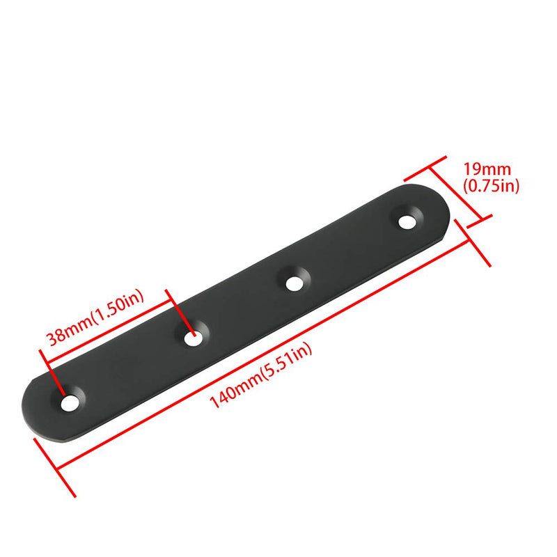 [Australia - AusPower] - Alise 5-Inch Length Stainless Steel Flat Straight Brace Brackets Mending Plates Repair Fixing Bracket,J7340B-4P 4 Pcs Matte Black Finish 5 Inch 