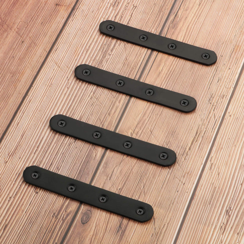 [Australia - AusPower] - Alise 5-Inch Length Stainless Steel Flat Straight Brace Brackets Mending Plates Repair Fixing Bracket,J7340B-4P 4 Pcs Matte Black Finish 5 Inch 