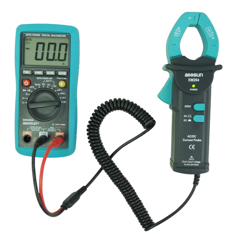 [Australia - AusPower] - allsun AC/DC Current Clamp Probe Tester Handheld Digital Clamp Multimeter CAT III Max.Input 400A/600V 50Hz-60Hz LED 