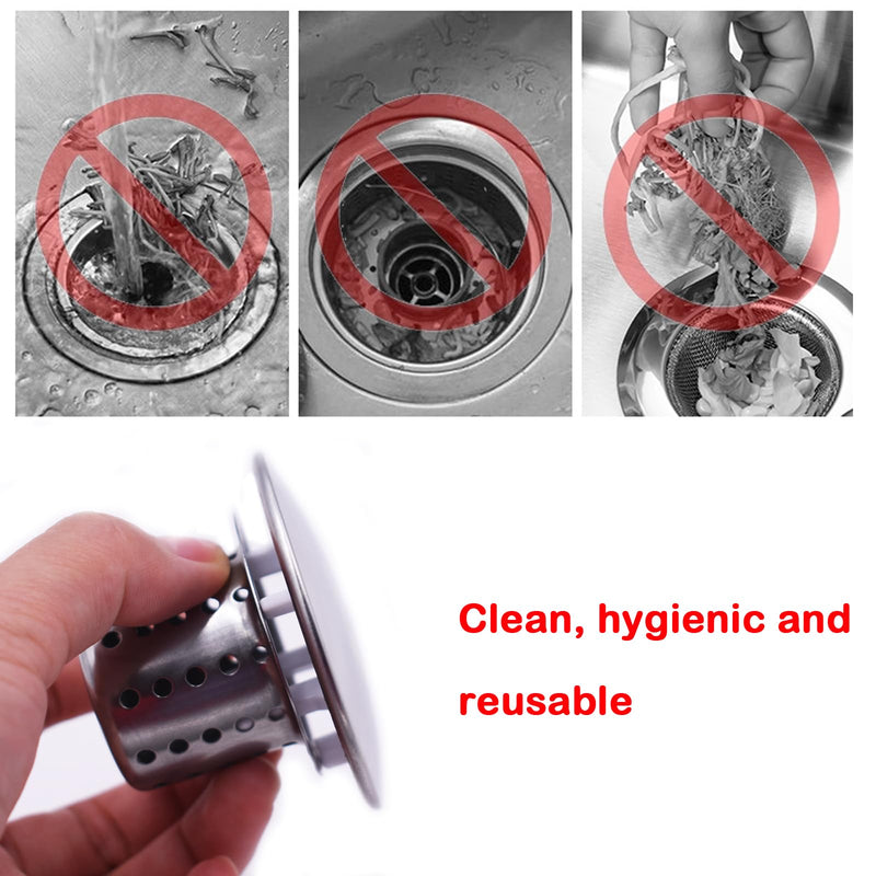 [Australia - AusPower] - 2 Pack 2 in 1 Drain Hair Catcher Bathtub Shower Drain Hair Trap Strainer Stainless Steel Drain Protector,Sink Strainer for Bathroom Sink Bathtub Shower Floor Drain 