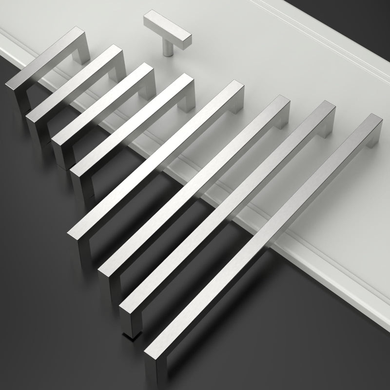 [Australia - AusPower] - Amerdeco 10 Pack Brushed Satin Nickel Cabinet Pulls 3 Inch(76mm) Hole Centers Kitchen Cabinet Handles Cabinet Hardware Cupboard Handles Square Drawer Pulls 6003 