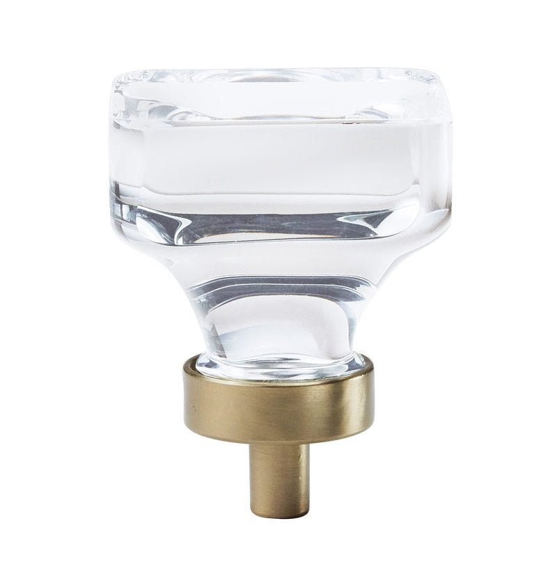 [Australia - AusPower] - Amerock | Cabinet Knob | Clear/Golden Champagne | 1-3/8 inch (35 mm) Length | Glacio | 1 Pack | Drawer Knob | Cabinet Hardware Square 