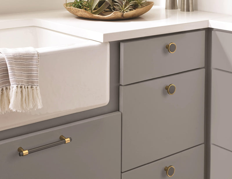 [Australia - AusPower] - Amerock | Cabinet Knob | Matte Black/Champagne Bronze | 1-3/8 inch (35 mm) Diameter | Mergence | 1 Pack | Drawer Knob | Cabinet Hardware 