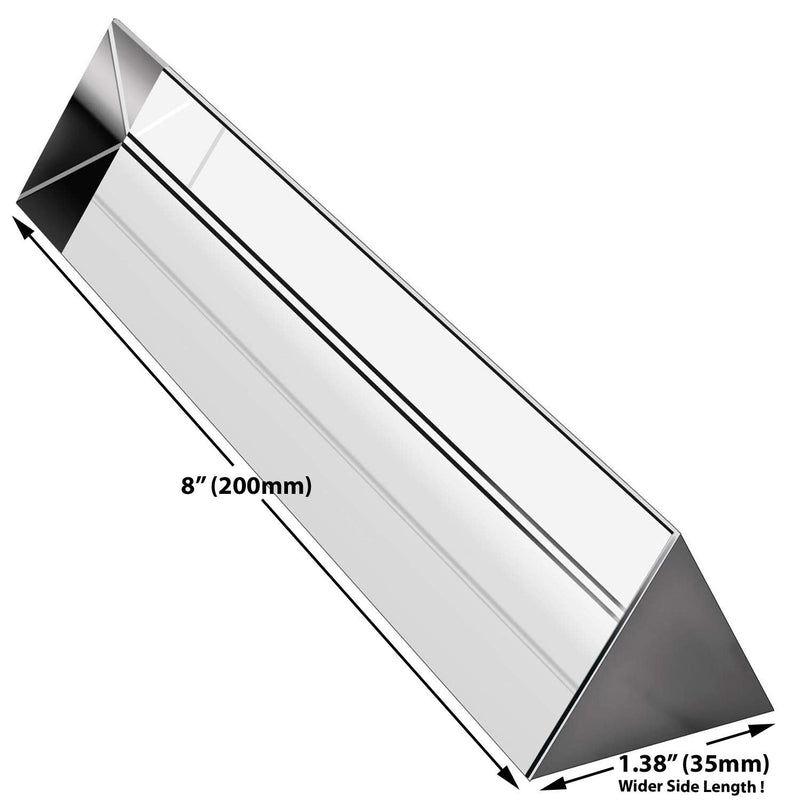 [Australia - AusPower] - Amlong Crystal 8 inch Optical Glass Triangular Prism for Teaching Light Spectrum Physics and Photo Photography Prism, 200mm 