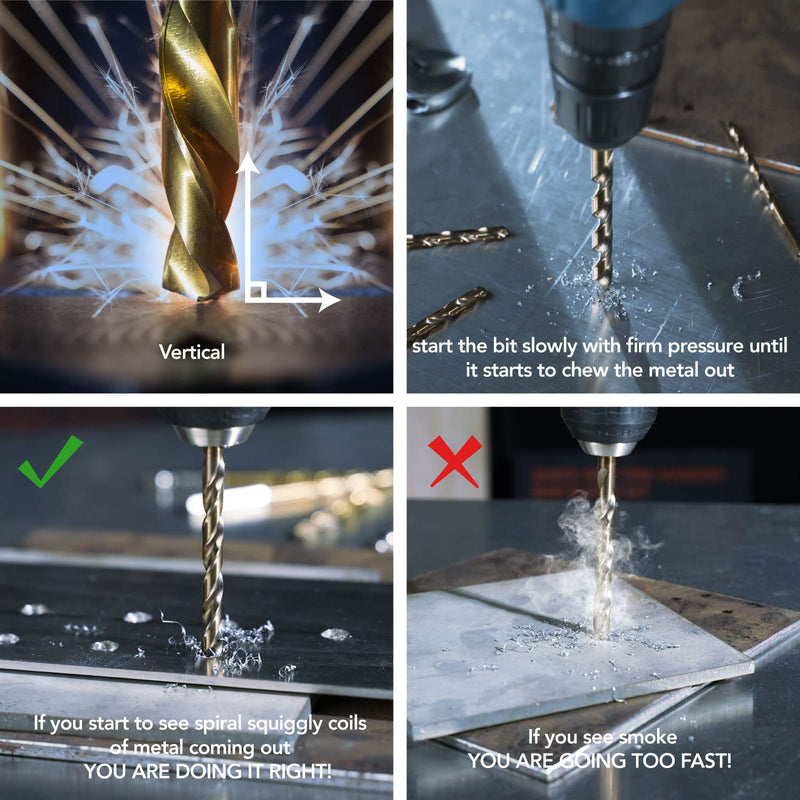 [Australia - AusPower] - AMOOLO 1/4" Cobalt Drill Bits(10Pcs), M35 High Speed Steel Jobber Length Twist Drill Bit Set for Hardened Metal, Stainless Steel, Cast Iron, Plastic and Wood 1/4 in (10pcs) 