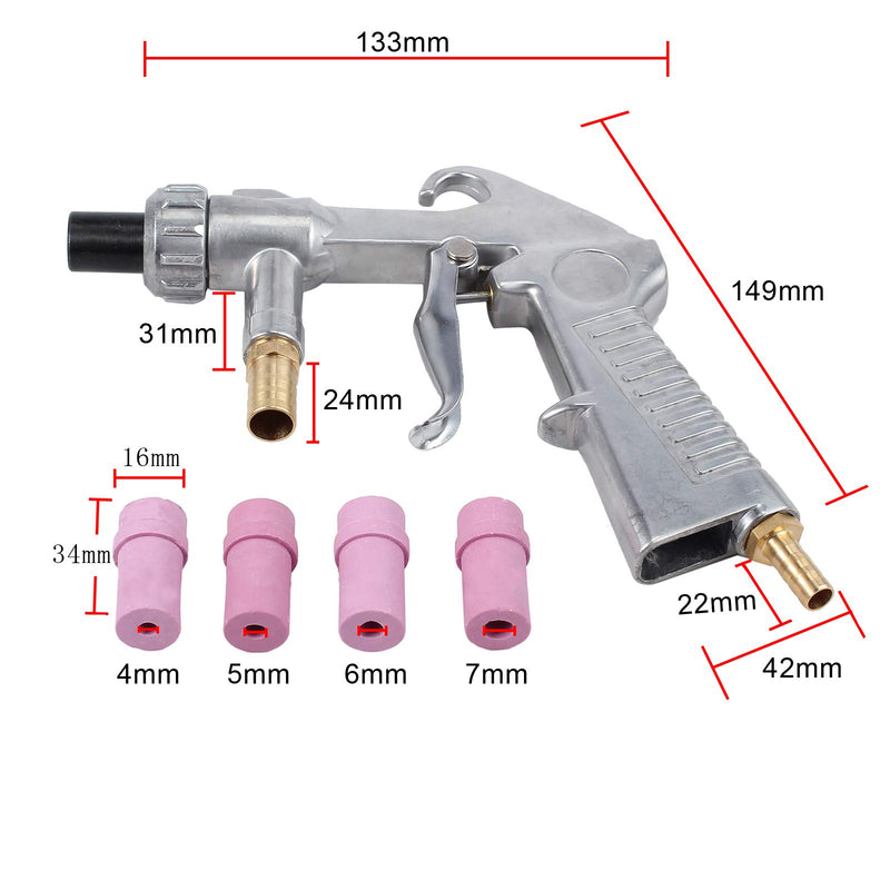 [Australia - AusPower] - AMTOVL Sand Blasting Guns Sandblaster + 4Pcs Ceramic Nozzles + Extra Iron Nozzle Tip Set 