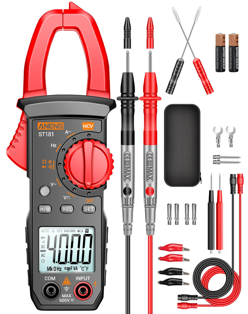 [Australia - AusPower] - ANENG Digital Clamp Meter Multimeter Tester 4000 Counts with NCV Amp Ohm Volt Meter Measures AC Current, AC/DC Voltage,Capacitance, Resistance, Diodes, Continuity Frequency Backlight Electrican Tools 