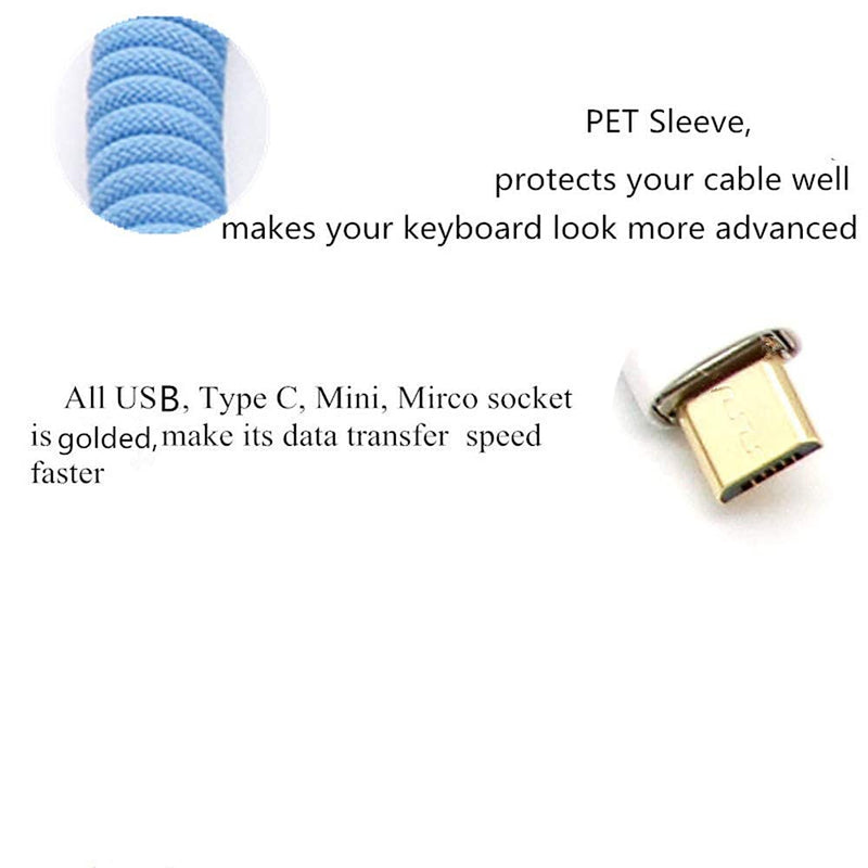 [Australia - AusPower] - Angitu L Shape Single Sleeved PET Coiled Type C Cable for Mechanical Keyboard Coiling Spring Sprial Cable with GX12 Aviator (1.5M+0.2M, White) 1.5M+0.2M 