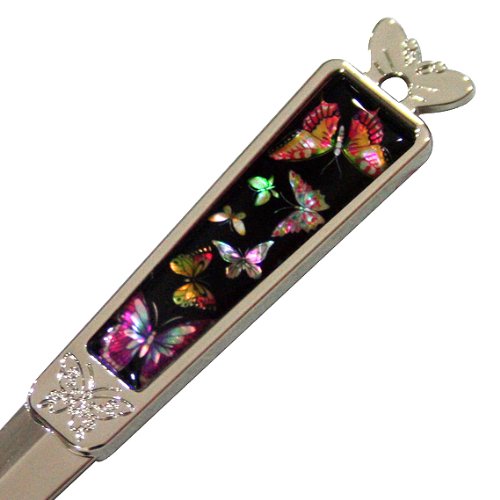 [Australia - AusPower] - Mother of Pearl Letter Opener Butterfly Design Black Metal Steel Knife Office Sword Blade Hand Envelope Opener Gift 