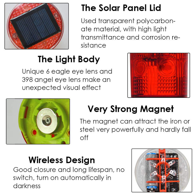 [Australia - AusPower] - Aolyty Solar Strobe Warning Light Strong Magnetic Base Flashing Super Bright 360 Degree Wireless Automatically Turn On Waterproof for Construction Traffic Factory (Blue) Blue 