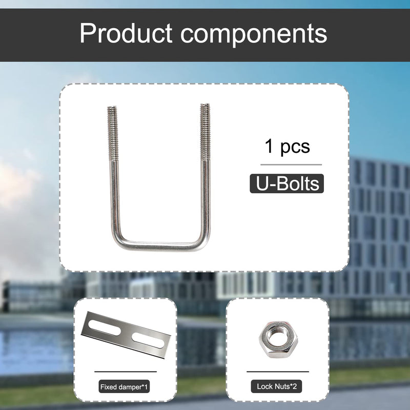 [Australia - AusPower] - Aopin 18-8 Stainless Steel U-Bolt 5/16"(D) x 2"(W) X 4"(L) Boat Trailer Replacement U-Bolt with Accessories Nut, Baffle, Spring Release Washer.1Pcs 5/16"(D) x 2"(W) X 4"(L) Square 