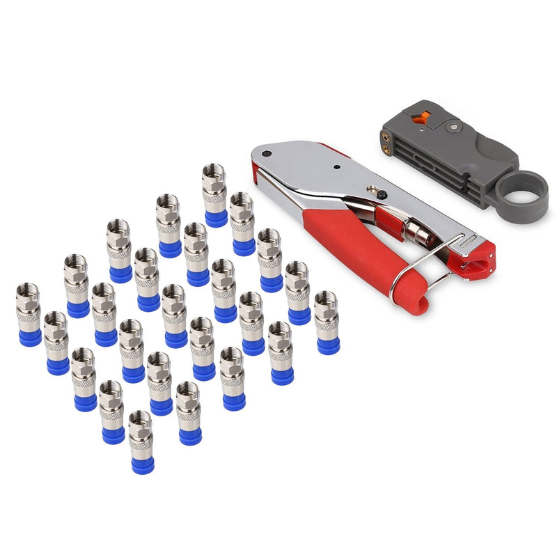 [Australia - AusPower] - Coax Cable Crimper, Coaxial Compression Tool Kit Wire Stripper with F RG6 RG59 Connectors Coax crimper 