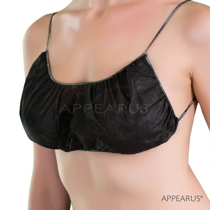 [Australia - AusPower] - Appearus 50 Ct. Disposable Bras - Women's Disposable Spa Top Underwear Brassieres for Spray Tanning, Individually Pack (Black/DB101BLK) 