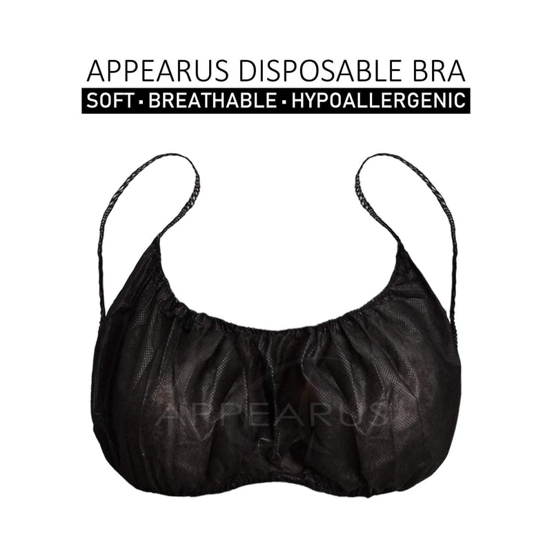 [Australia - AusPower] - Appearus 50 Ct. Disposable Bras - Women's Disposable Spa Top Underwear Brassieres for Spray Tanning, Individually Pack (Black/DB101BLK) 