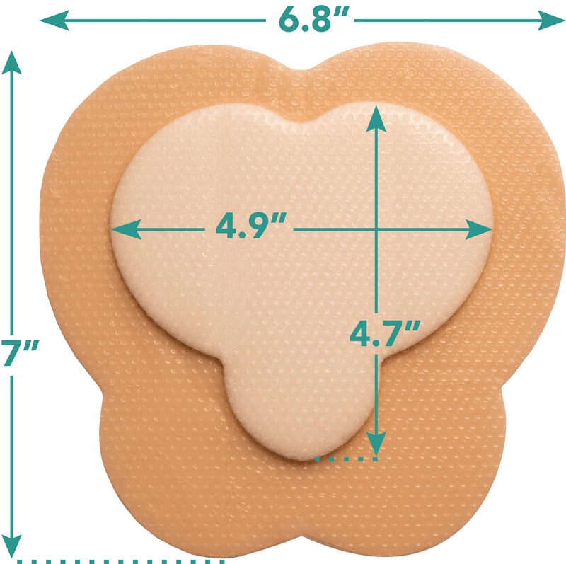 [Australia - AusPower] - Sacral Silicone Ultra-Absorbent Foam Dressing 7" X 6.8" Box of 5; Wound Dressing By Areza Medical 