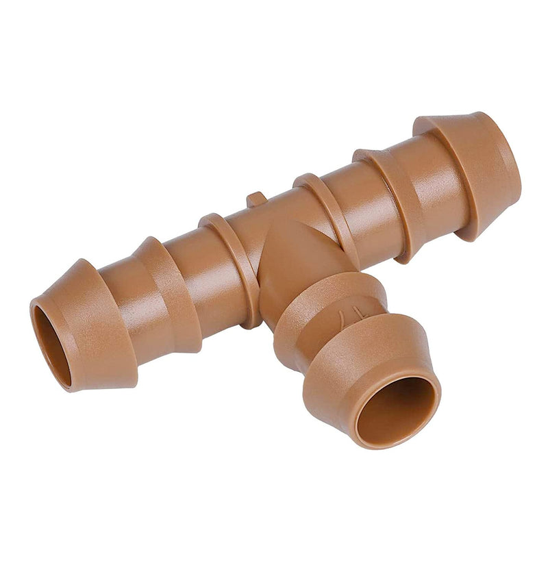 Arfun 18-piece drip irrigation fitting set with couplings, tees, and elbows for 17mm or 1/2-inch drip tubing, includes 18 fittings