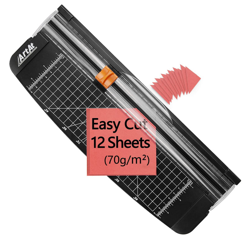 [Australia - AusPower] - ArtAt A4 Portable Paper Cutter: 12 inch Paper Trimmer Scrapbooking Tool for Photo Gift Cards Kraft Paper Label and Coupon with Automatic Security Safeguard Paper Trimmers 