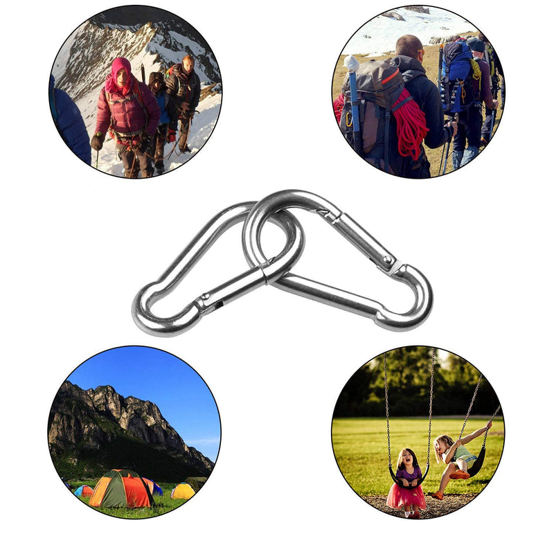 [Australia - AusPower] - 30 Pack Spring Snap Hook, Carabiner Clip Galvanized Steel, Silver Quick Link Clip Keychain for Camping, Hiking, Outdoor, Gym, Small M5 Carabiners for Dog Leash & Harness 