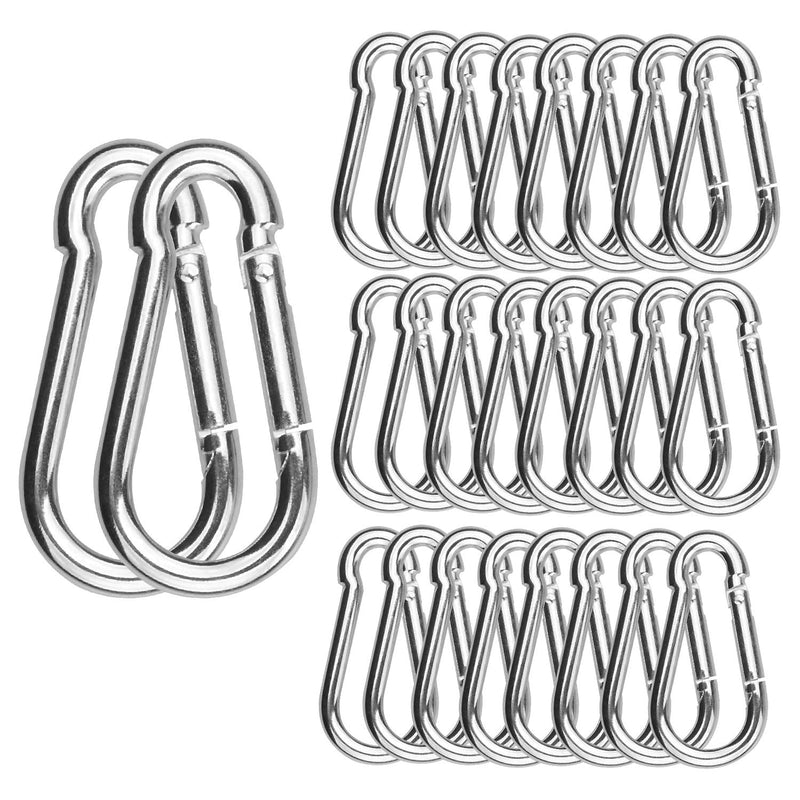 [Australia - AusPower] - 30 Pack Spring Snap Hook, Carabiner Clip Galvanized Steel, Silver Quick Link Clip Keychain for Camping, Hiking, Outdoor, Gym, Small M5 Carabiners for Dog Leash & Harness 