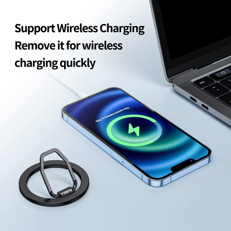[Australia - AusPower] - Magnetic Phone Grip AUROX Phone Ring Holder for MagSafe Accessories Adjustable Phone Ring Holder for iPhone 14, 13, 13 Pro, 13 Mini, 13 Pro Max, 12, 12 Pro, 12 Mini, 12 Pro Max(Black) U-Black 