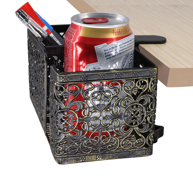 [Australia - AusPower] - Aurynns Desk cup holder,Clip on cup holder, to store beverags stationery and mobile phone(black + gold) black + gold 