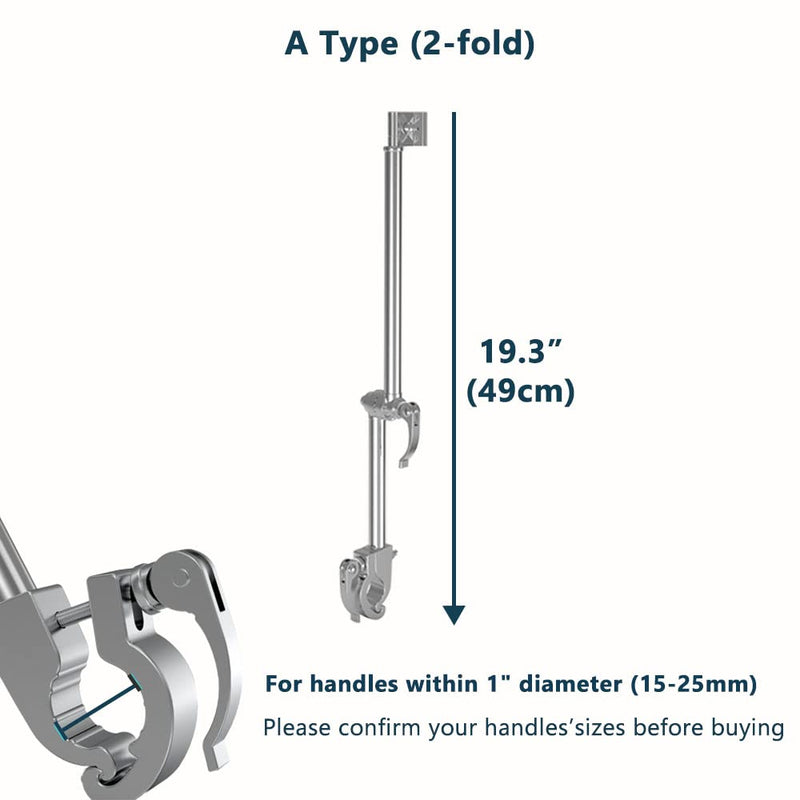 [Australia - AusPower] - Bicycle Umbrella Holder - Foldable Stainless Steel Mount Stand Clamp Accessories for Mobility Scooter, Wheelchair, Stroller A 