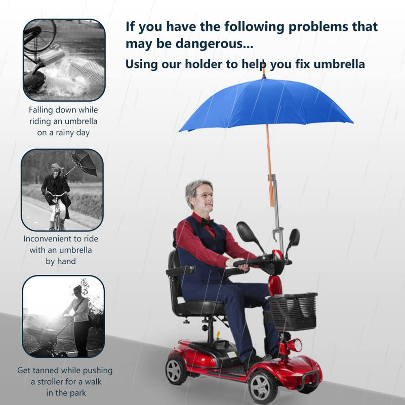 [Australia - AusPower] - Bicycle Umbrella Holder - Foldable Stainless Steel Mount Stand Clamp Accessories for Mobility Scooter, Wheelchair, Stroller A 