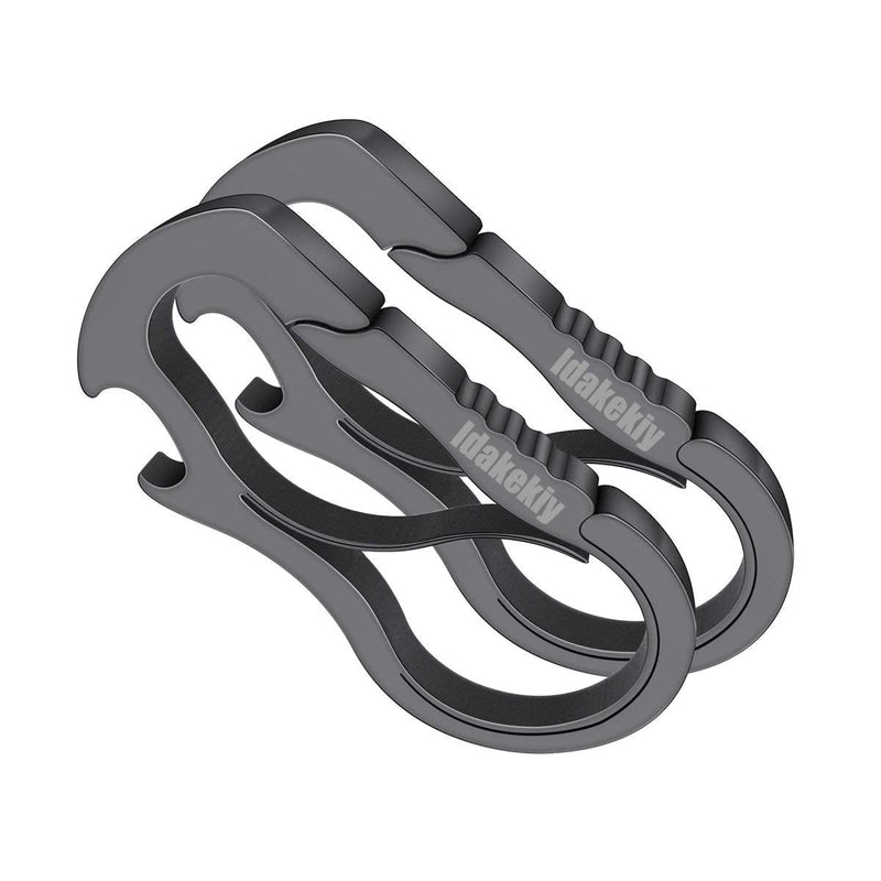 [Australia - AusPower] - Idakekiy Dual Carabiner Keychain Mutil Tool with Bottle Opener for Keys Small Version 2Pcs Black 