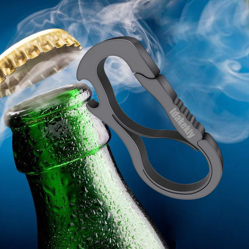 [Australia - AusPower] - Idakekiy Dual Carabiner Keychain Mutil Tool with Bottle Opener for Keys Small Version 2Pcs Black 