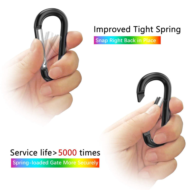 [Australia - AusPower] - sprookber 3" Aluminum Carabiner D Ring, Caribeener Clips, Spring Snap Hook for Keychain Clip, Set of 10 Black 