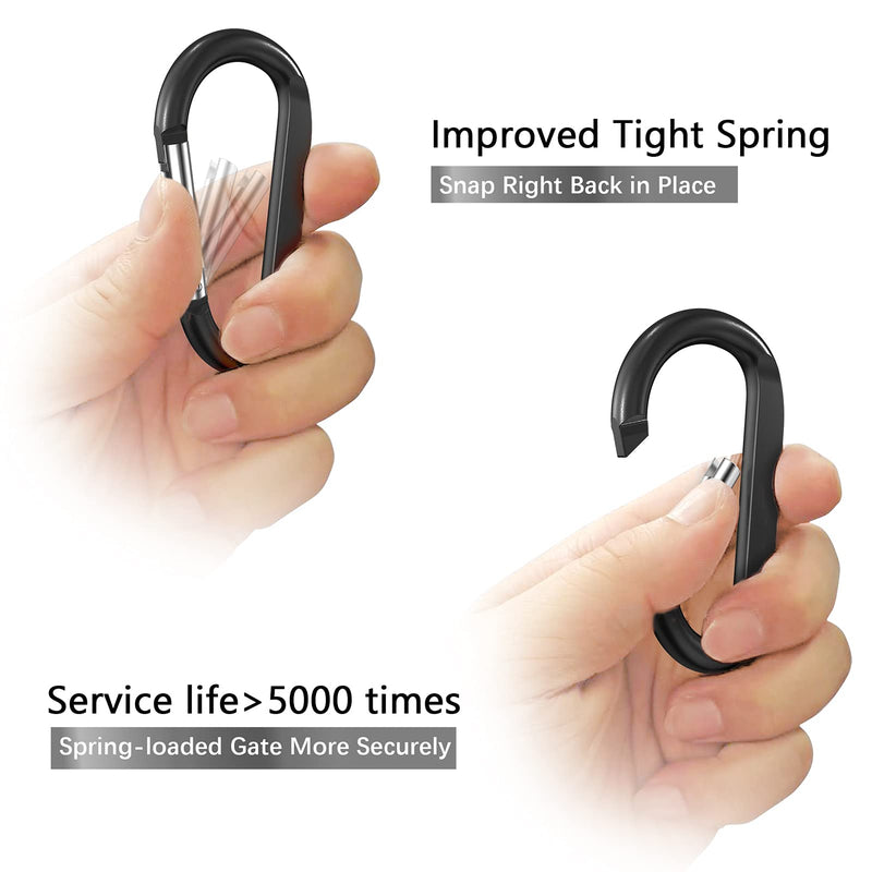 [Australia - AusPower] - sprookber 3" Carabiner Clip Keychain, D Ring Caribeaner Clip, Key Clip Caribeener, Spring Snap Hook for Bag/Buckle, Set of 10 Black 