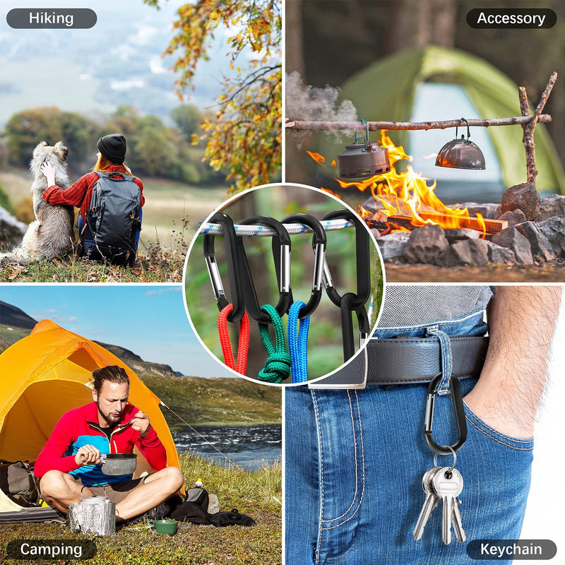 [Australia - AusPower] - sprookber 3" Carabiner Clip Keychain, D Ring Caribeaner Clip, Key Clip Caribeener, Spring Snap Hook for Bag/Buckle, Set of 10 Black 