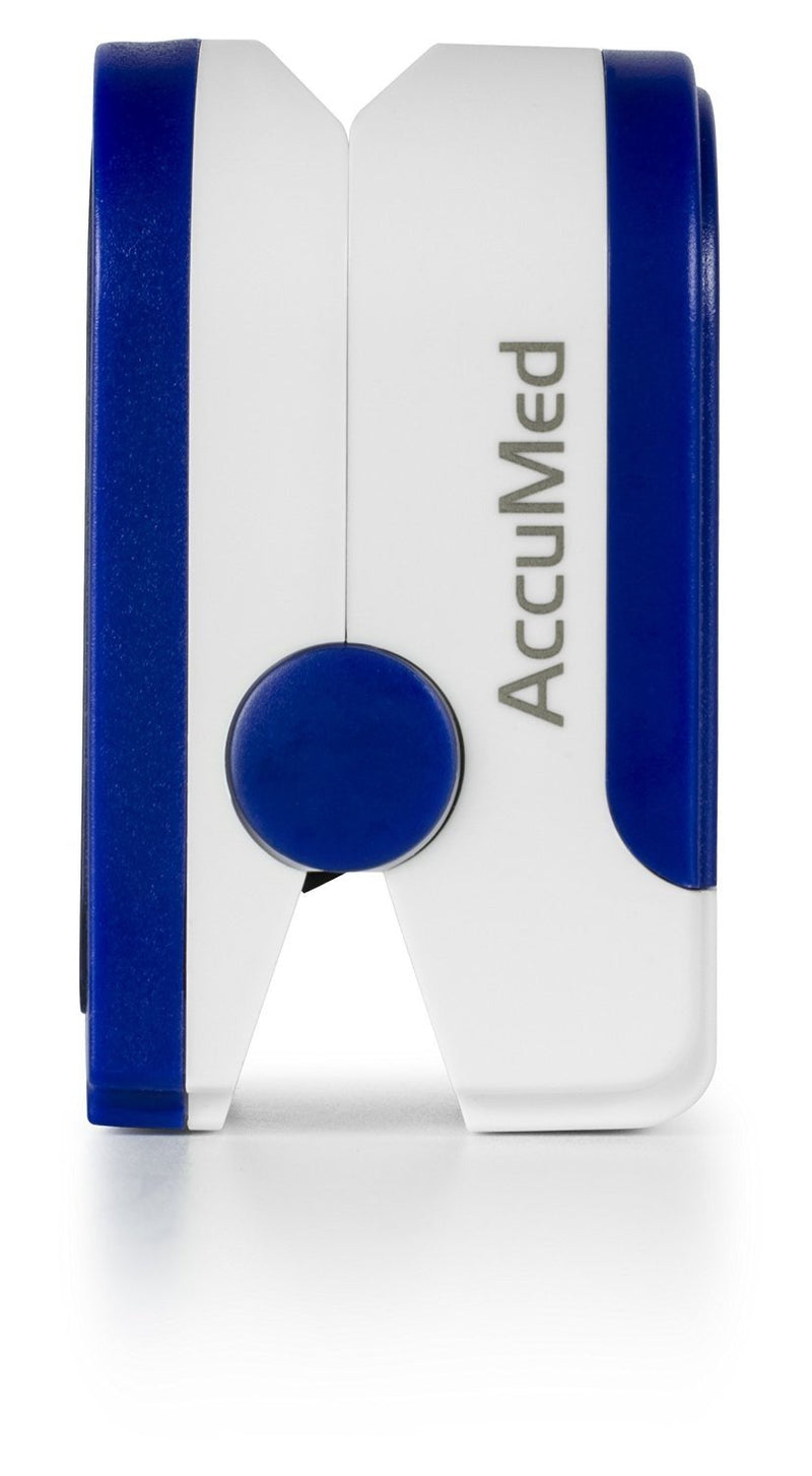 [Australia - AusPower] - AccuMed Fingertip Pulse Oximeter, Sp02 Finger Blood Pulse Oxygen Monitor, w/Carrying case, Lanyard Silicon Case & Battery CMS-50D (Blue) 