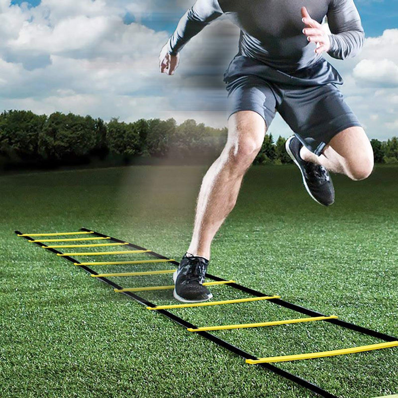 [Australia - AusPower] - Agility Ladder Speed Training Equipment/Speed Ladders for Football, Soccer & Other Sports - 20 Feet Length 12 Adjustable Rungs 