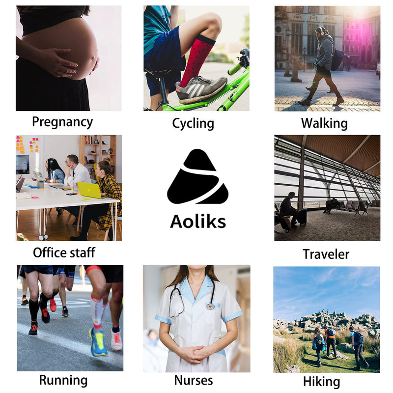 [Australia - AusPower] - Aoliks Compression Socks for Women & Men Circulation (4 Pairs)- Best Support for Nurses, Running, Hiking, Medical, Pregnancy Black Small-Medium 
