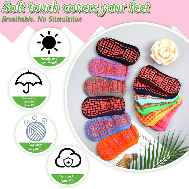 [Australia - AusPower] - 12 Pairs Non Slip Yoga Socks with Grips Women Anti-Skid Socks Sticky Grippers Socks for Pilates Ballet Barre Yoga Bright Color 