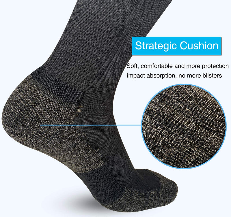 [Australia - AusPower] - APTYID Men's Moisture Control Cushioned Crew Work Boot Socks (4-6 Pairs) 6-12 4 Pairs Black/Olive Drab 