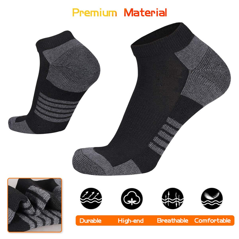 [Australia - AusPower] - COOVAN 10 Pairs Mens Ankle Socks Men 10 Pack Low Cut Comfort Cushion Casual Socks 10 Pack-black Large 