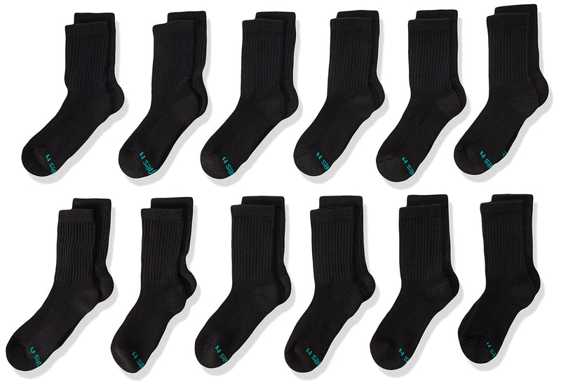 [Australia - AusPower] - Hanes Boys' Extra Durable Crew Socks 12-Pack Small Black 