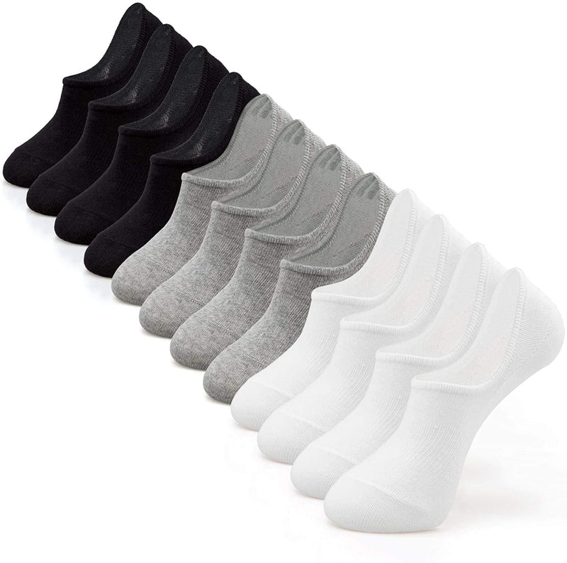 [Australia - AusPower] - IDEGG No Show Socks Low Cut Cotton Casual Anti-slid Athletic Socks with Non Slip Grip for Men Color B-6 Pairs-black+gray+white 5-8 